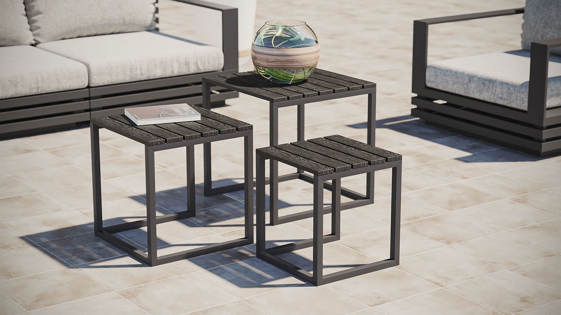 3 Beistelltische im Set