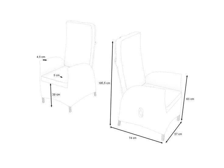Produktabmessungen - Merano / Ceres Relax Stuhl 2x