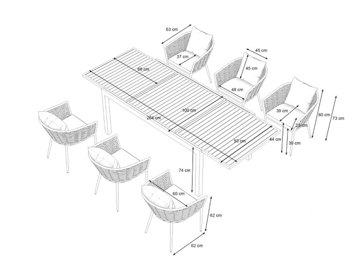 Produktabmessungen - Dahlia Dining L