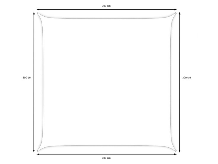 Produktabmessungen - Sonnensegel - Quadratisch 3x3 m