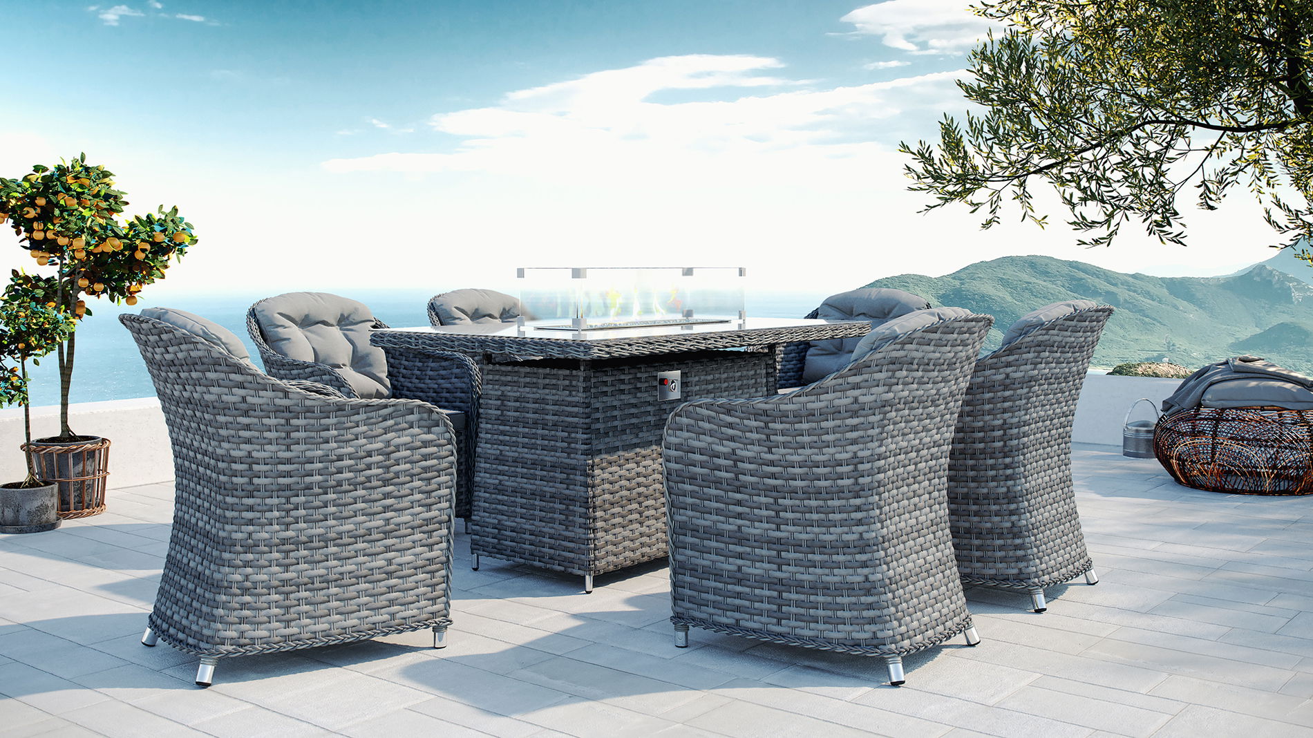 Velia L mit Feuertisch