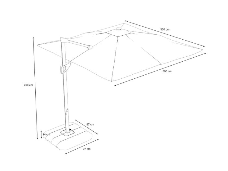 Produktabmessungen - Louvre mit LED Beleuchtung