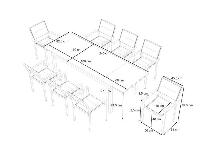 Produktabmessungen - Fabio Dining XL