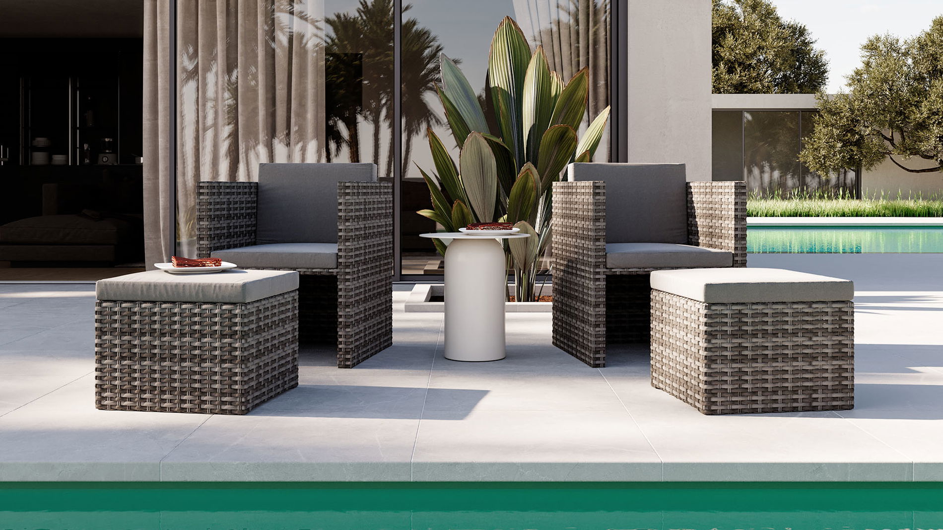 Brooklyn Stuhl + Hocker Set