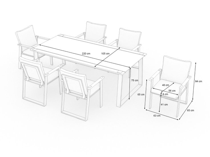 Produktabmessungen - Aura Dining L