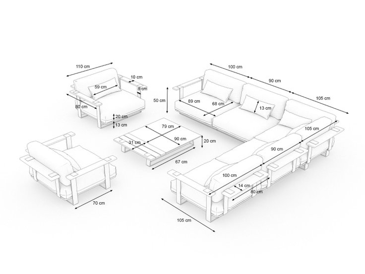 Produktabmessungen - Aura Lounge XL