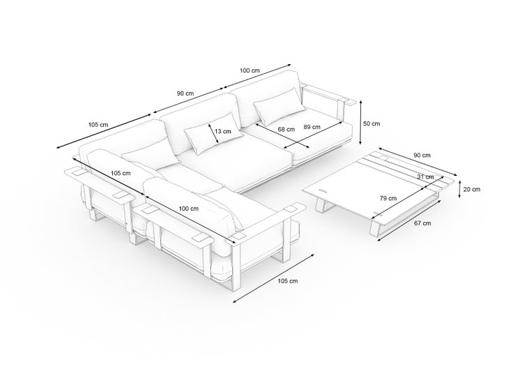 Produktabmessungen - Aura Lounge M