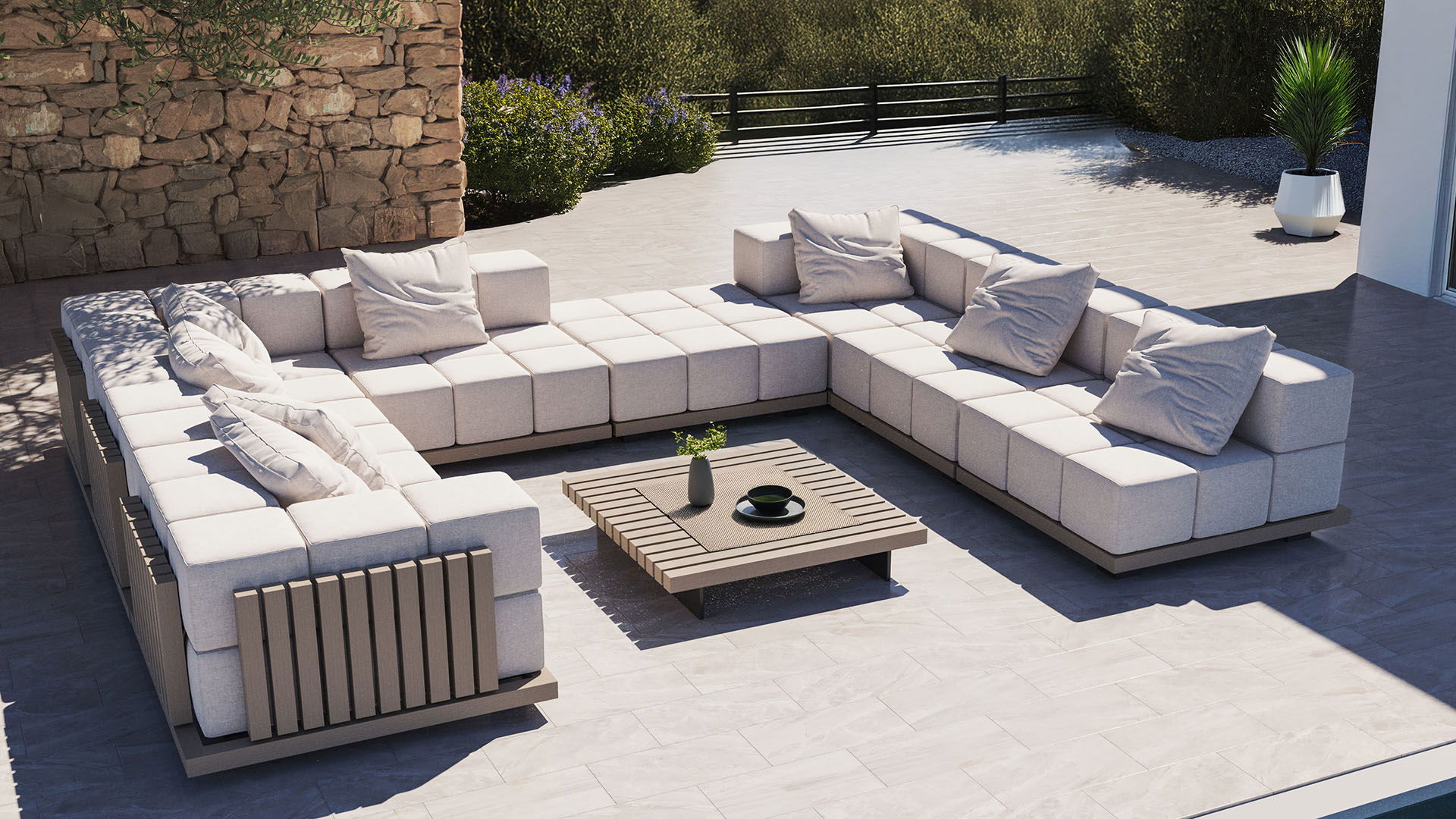 Artelia SOLANO XL Lounge 8 Personen Mit Tisch Cremeweiß