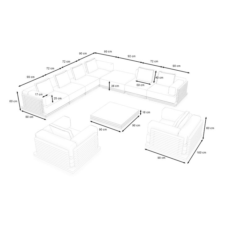 Produktabmessungen - Varena Lounge XL