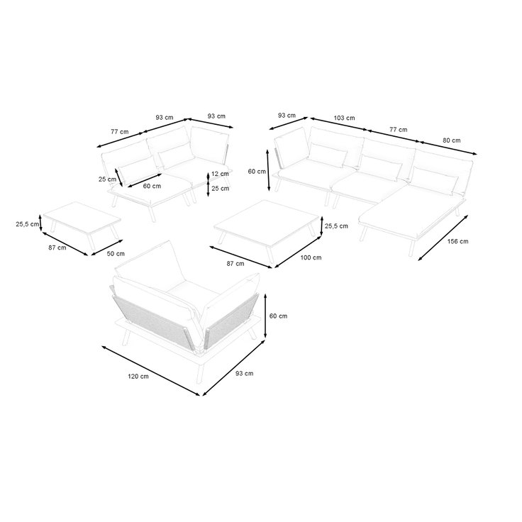 Produktabmessungen - Zanoa Lounge XL