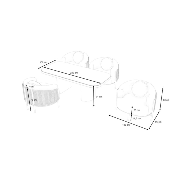 Produktabmessungen - Claire Dining M