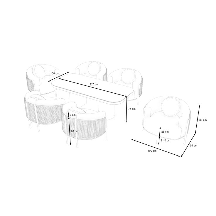 Produktabmessungen - Claire Dining L