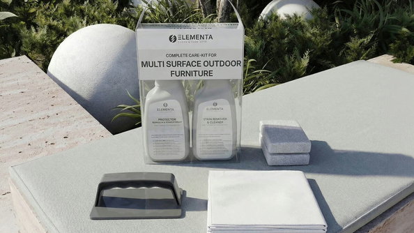 ELEMENTA Multi Surface KITS 3-in-1 Box Pflegemittel, Gartenmöbelreinigung und Oberflächenschutz, 2 x 750 ml
