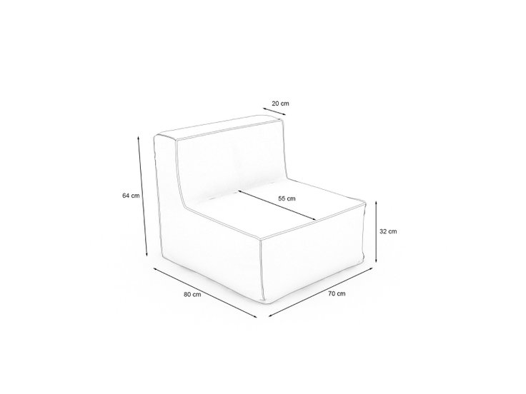 Produktabmessungen - SAMBA LOUNGESESSEL für modulares Sofa