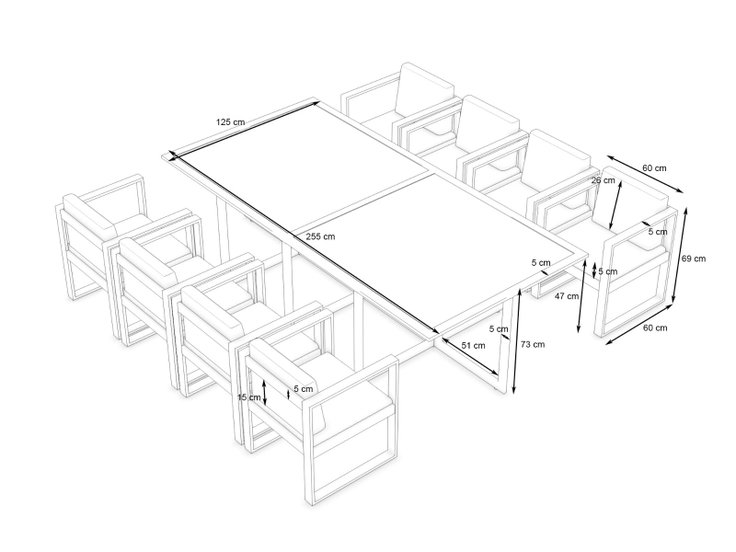 Produktabmessungen - Ricardo Dining XL