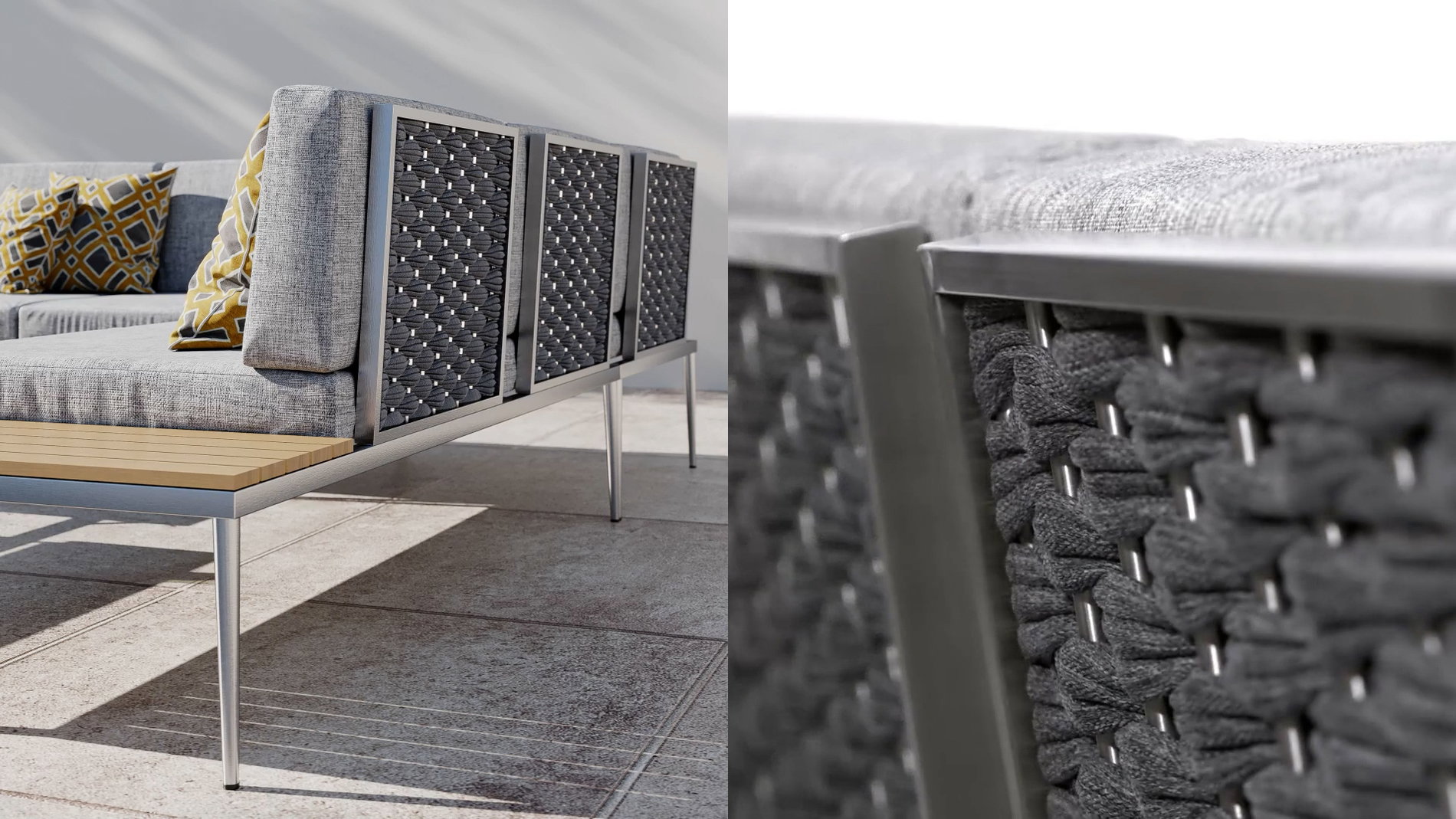 Rope Dunkelgrau geflochten Nahaufnahme